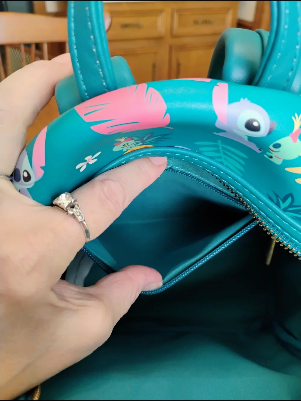 Loungefly Disney Stitch And Scrump Tropical Leaves Mini Backpack Peacock Blue
